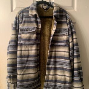 Eddie Bauer Men's Striped Blue and Gray Shirt Jacket
